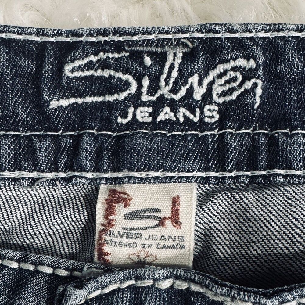 Silver Jeans Lola 17” Straight 32 (34x29) Altered Blue Distressed Denim Womens - Picture 3 of 11